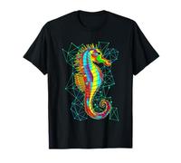 Seahorse Designs Polygon Abstract Bright Colors Sea Creature T-Shirt
