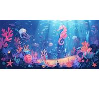 Seahorse Diamond Art Kits Adults, Jellyfish Diamond Painting Autumn Decorations for Kids, Large Diamond Art Square Drill Kit, Adult Crafts for Halloween Decorations, Fall Decor Gifts 50x100cm g-256