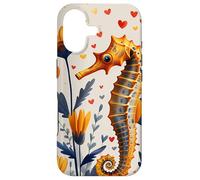 Seahorse Flowers With Hearts Around Boho Style Graphic Case for iPhone 17