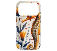 Seahorse Flowers With Hearts Around Boho Style Graphic Case for iPhone 17 Pro