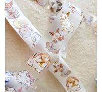 Seahorse Forest Vol6 A34 Cute Rabbit Ji,Pre-Cut Kawaii Thin Matte PET Washi Tape Stickers,Original Design,for Journaling,Scrapbooking,Planner,Scrapbook Supplies,Scrapbook Stickers (Matte PET)