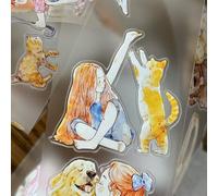 Seahorse Forest Vol7 A42 Best Buddy,Pre-Cut Kawaii Vintage Original Character Matte PET Washi Tape Stickers,for Scrapbook Supplies,Scrapbook Tape Stickers,Junk Journal Supplies