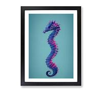 Seahorse In Colour No.1 Framed Print | A4 Black Framed Wall Art | Ready to Hang | Modern Animal Picture | Living Room Bedroom Lounge Office