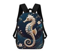 Seahorse Kintsugi Art Backpack, 3D Printed School Bag, School Lunch Bag, Travel Backpack, Friends Backpack, School Backpack for Girls And Boys 17inch
