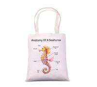 Seahorse Lover Gift Seahorse Anatomy Shoulder Bag Sea Creature Tote Bag Seahorse Keeper Gift Aquarist Gift