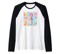Seahorse Marine Animal Tropical Beach Vibes Summer Time Raglan Baseball Tee