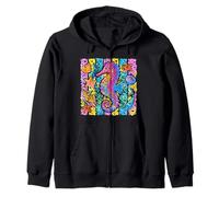 Seahorse Marine Animal Tropical Beach Vibes Summer Time Zip Hoodie