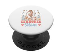 Seahorse Mom Leopard Bow Tie Colorful Flowers Mother's Day PopSockets Adhesive PopGrip