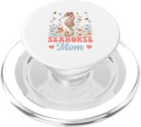 Seahorse Mom Leopard Bow Tie Colorful Flowers Mother's Day PopSockets PopGrip for MagSafe