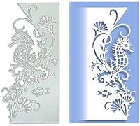 Seahorse Shell Fish Cuts, Seahorse Shell Fish Festival Invitation Card Cutting Dies Cut Stencils for DIY Scrapbooking Photo Album Decorative Embossing Paper Dies for Card Making Templated