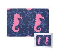 Seahorse Silhouette Starfish,1000 Pieces Wooden Jigsaw Family Game Jigsaw Puzzles for Adults Teens Home Decor