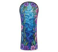 Seahorse Stained Glass Blue Purple Golf Cover Headcover with Interchangeable No. Tags for Woods and Driver Fairway Hybrid