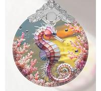 Seahorse Stained Glass Ornament, Christmas Ornaments, Christmas Tree Decorations, Seahorse Christmas Decor, Seahorse Ornaments for Christmas Tree, Holiday Presents, Gift Exchange Ideas