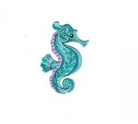 Seahorse - Tropical Marine Fish - Green/Blue/Purple - Ocean - Embroidered Iron on Patch