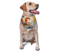 Seahorse Under The Coconut Tree Printed Graphic Pet Triangle Scarf For Dogs & Cats, Adjustable Cute Pet Bandana For & Photo Shoots