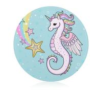 Seahorse Unicorn Glass Cutting Board Scratch Resistant Round Chopping Board for Kitchen 20 cm