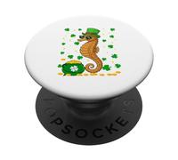 Seahorse Wearing Irish Costume St. Patrick's Day Shamrocks PopSockets Adhesive PopGrip