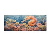 Seahorses And Seashells Mouse Pad In Big Extended Non-Slip Rubber Base Mousepad With Stitched Edges Gaming Pc Desktop Large Mouse Pad 11.8x31.5