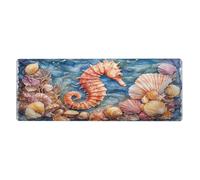 Seahorses And Shells Are Arranged Mouse Pad In Big Extended Non-Slip Rubber Base Mousepad With Stitched Edges Gaming Pc Desktop Large Mouse Pad 11.8x31.5