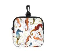 Seahorses Ballet White Animals Nautical, Square Zipper Storage Bag, Neoprene Coin Purse, Small Wallets, Change Pouch, Change Purse