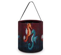 Seahorses Couples Large Easter Basket Candy Bags Canva Tote Bag Portable Hallowee Bucket