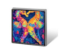 Seahorses in Love Square Enamel Brooch Pin Button Badges Decoration Hat Clothing Bag Accessories Gift Crafts