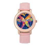 Seahorses in Love Womens Leather Strap Elegant Lady Wrist Watches Casual Band Three-Hand Watch