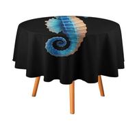 Seahorses Ocean Round Tablecloth Durable Table Cover 50in | Polyester,Waterproof Tablecloth,Washable Table Cover for Dining Outdoor Party Picnic