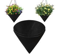 SEAHUI 2Pcs 16Inch Cone Felt Hanging Basket Liners, Fabric Flower Basket Liners, Planter Hanging Box Liners Replacement Coconut Liner for Wall Hanging Planter Garden Fence Flower Window Baskets Pot