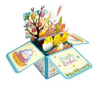 SEAHUI 3D Pop Up Easter Greeting Card Happy Easter Rabbit Easter Egg Card for Kids with Note Card and Envelope Easter Greeting for Kids Family Friends, 210 x 290 mm, Blue