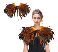 SEAHUI Halloween Feather Shawl Decor Collar Cape Black Orange Peacock Shawl Wrap Fringe Shawls Fringe Evening Costume Angel Wings for Halloween Party Decoration Props