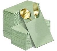 Seajan 120 Pack 2 Ply Cocktail Napkins Disposable Sage Green Paper Napkins Soft Linen Beverage Dessert Napkins Guest Hand Towels for Dinner Wedding Birthday Party Bridal Anniversary Reception Event