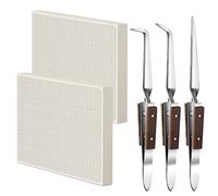 Seajan 2 Pcs Soldering Block Honeycomb Ceramic Boards Jewelry Soldering Kit Plate Reverse Lock Tweezers for Jewelry Making Tool Supplies Parts
