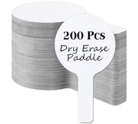 Seajan 200 Pcs Auction Paddle Dry Erase Answer Paddle Mini White Board Bulk Doubled Sided Handheld Whiteboard Dry Erase Board Classroom Pack Fan Blank Bid Paddle for Classroom Voting Game (Round)