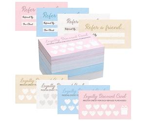 Seajan 200 Pcs Referral and Loyalty Discount Card 3.5 x 2 Inch Punch Cards, Double Sided Loyalty Cards for Small Business Reward Awards for Behavior, 4 Style