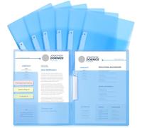 Seajan 6 Pack 3 Pocket File Folders with Clip,Water Proof Material Foldable Design for Easy Review, File Folder for Documents, Report Covers Presentation Folders, Letter Size 12.2×9.1inch (Blue)