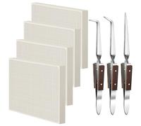 Seajan 7 Pcs Jewelry Soldering Kit Boards Ceramic Honeycomb Soldering Blocks 3 Reverse Lock Tweezers for Jewelry Making Tool Supplies Parts