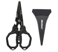 SeaKnight 6.4" Fishing Shears Dual Serrated Blades, Fishing Braided Line Scissors with Titanium Coating, Non-Slip Grip & Multifunction Tool, Includes Hard Molded Locking Sheath (Black 6.4")
