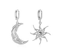 Seakuur Celestial Earrings for Women Asymmetrical Sun and Crescent Moon Drop Dangle Earrings Unique Chic Abstract Jewelry, L, Metal, No Gemstone