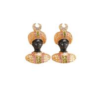 Seakuur Native American Inspired Ethnic Chief Earrings for Women, Vintage Indian Warrior Dangle Drop Earrings, Bohemian Punk Tribal Statement Jewelry for Gifts, M, Metal, No Gemstone
