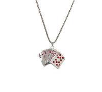 Seakuur Punk Rock Stainless Steel Playing Card Poker Pendant Necklace for Women Men Hip Hop Royal Flush Poker Games Necklace Party Jewelry, L, Metal, No Gemstone