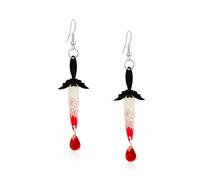 Seakuur Vintage Punk Red Bloody Knife Drop Earrings Gothic Metal Scissors Hatchet Dangle Earring Halloween Creative Funny Knife Blood Earring for Women, Acrylic, No