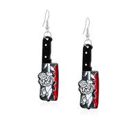 Seakuur Vintage Punk Red Bloody Knife Drop Earrings Gothic Metal Scissors Hatchet Dangle Earring Halloween Creative Funny Knife Blood Earring for Women, Acrylic, No Gemstone