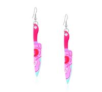 Seakuur Vintage Punk Red Bloody Knife Drop Earrings Gothic Metal Scissors Hatchet Dangle Earring Halloween Creative Funny Knife Blood Earring for Women, Acrylic, No Gemstone