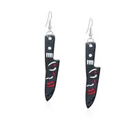 Seakuur Vintage Punk Red Bloody Knife Drop Earrings Gothic Metal Scissors Hatchet Dangle Earring Halloween Creative Funny Knife Blood Earring for Women, Acrylic, No Gemstone