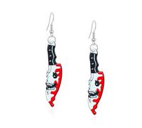 Seakuur Vintage Punk Red Bloody Knife Drop Earrings Gothic Metal Scissors Hatchet Dangle Earring Halloween Creative Funny Knife Blood Earring for Women, Acrylic, No Gemstone