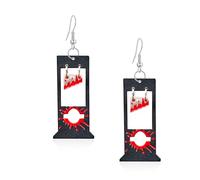 Seakuur Vintage Punk Red Bloody Knife Drop Earrings Gothic Metal Scissors Hatchet Dangle Earring Halloween Creative Funny Knife Blood Earring for Women, Acrylic, No Gemstone
