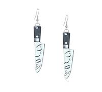 Seakuur Vintage Punk Red Bloody Knife Drop Earrings Gothic Metal Scissors Hatchet Dangle Earring Halloween Creative Funny Knife Blood Earring for Women, Acrylic, No Gemstone