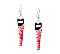 Seakuur Vintage Punk Red Bloody Knife Drop Earrings Gothic Metal Scissors Hatchet Dangle Earring Halloween Creative Funny Knife Blood Earring for Women, Acrylic, No