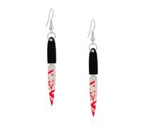 Seakuur Vintage Punk Red Bloody Knife Drop Earrings Gothic Metal Scissors Hatchet Dangle Earring Halloween Creative Funny Knife Blood Earring for Women, Acrylic, No Gemstone